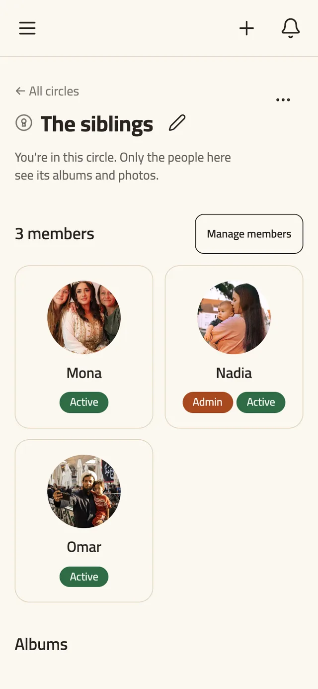 Famile on a phone: a private circle only the siblings can see